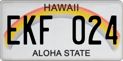 HI license plate EKF024