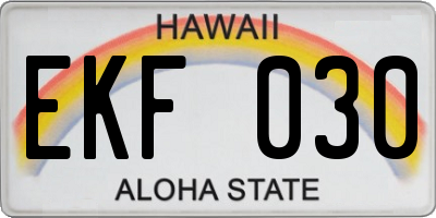 HI license plate EKF030