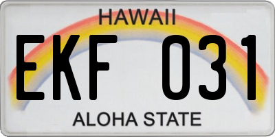HI license plate EKF031