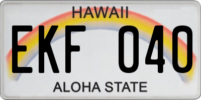 HI license plate EKF040