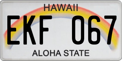 HI license plate EKF067