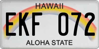 HI license plate EKF072