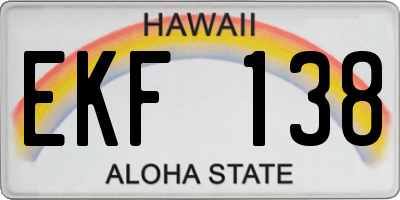 HI license plate EKF138