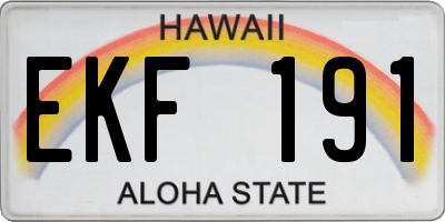 HI license plate EKF191