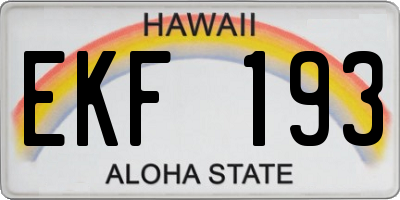 HI license plate EKF193