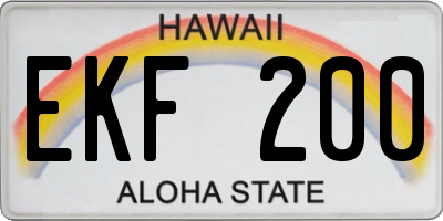 HI license plate EKF200