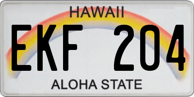 HI license plate EKF204