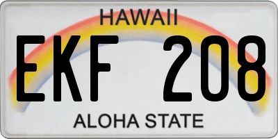 HI license plate EKF208