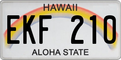HI license plate EKF210