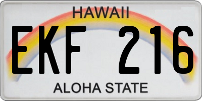 HI license plate EKF216