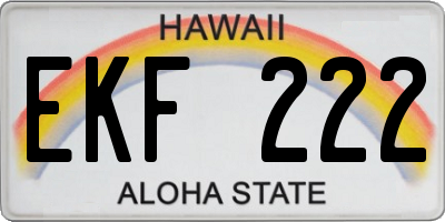 HI license plate EKF222