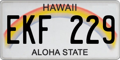 HI license plate EKF229