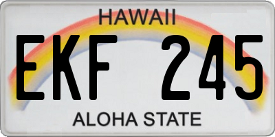 HI license plate EKF245