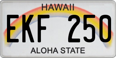 HI license plate EKF250