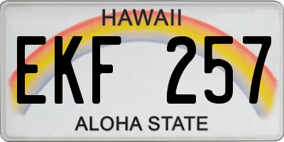 HI license plate EKF257