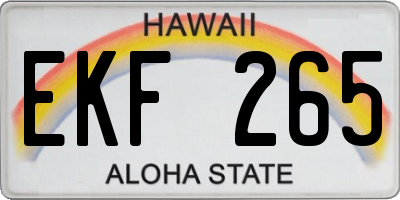HI license plate EKF265