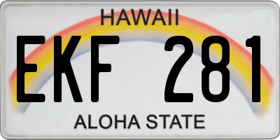 HI license plate EKF281