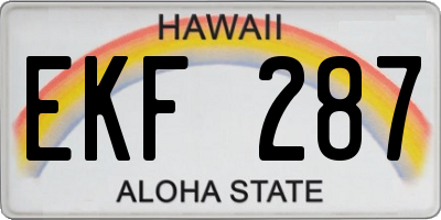 HI license plate EKF287
