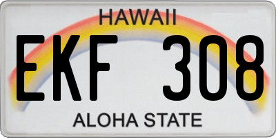 HI license plate EKF308
