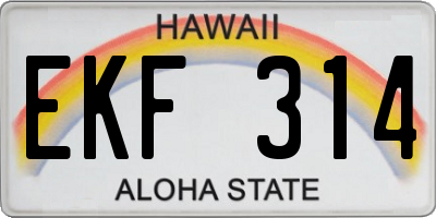 HI license plate EKF314