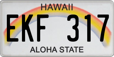 HI license plate EKF317