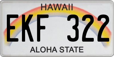 HI license plate EKF322