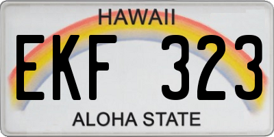 HI license plate EKF323