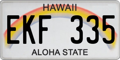 HI license plate EKF335