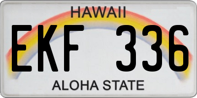 HI license plate EKF336