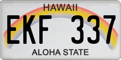 HI license plate EKF337