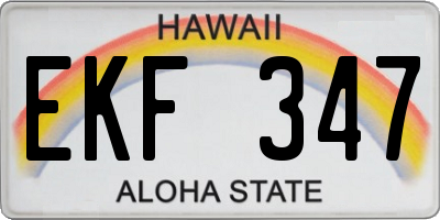 HI license plate EKF347