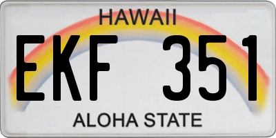 HI license plate EKF351