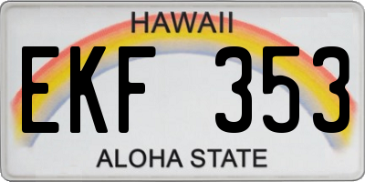 HI license plate EKF353