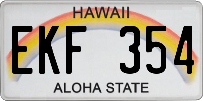 HI license plate EKF354