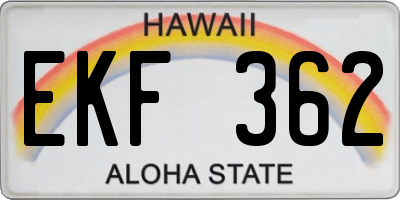 HI license plate EKF362