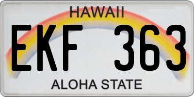 HI license plate EKF363