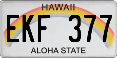 HI license plate EKF377