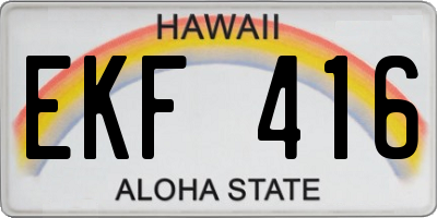 HI license plate EKF416