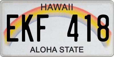 HI license plate EKF418
