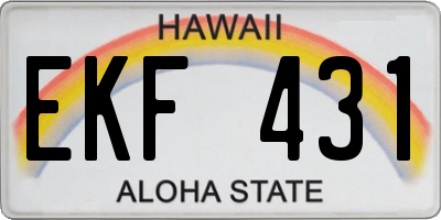HI license plate EKF431