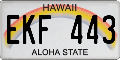 HI license plate EKF443