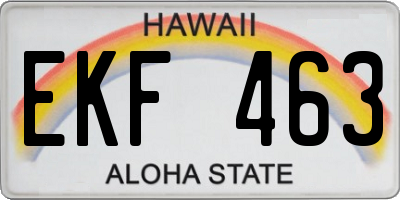 HI license plate EKF463