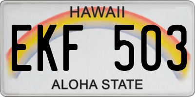 HI license plate EKF503
