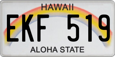 HI license plate EKF519