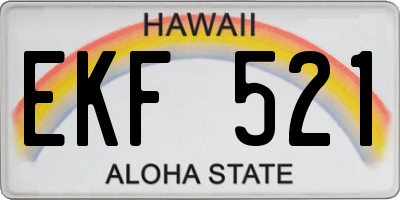 HI license plate EKF521