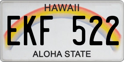 HI license plate EKF522