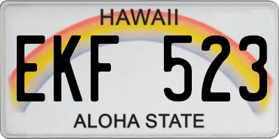 HI license plate EKF523