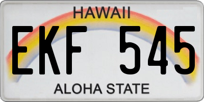 HI license plate EKF545