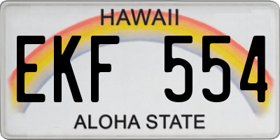 HI license plate EKF554