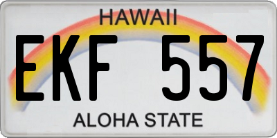 HI license plate EKF557